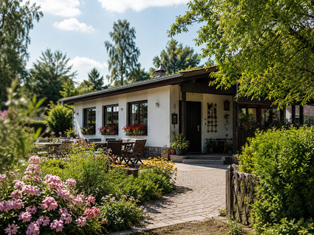 Vereinsheim in grüner Umgebung
